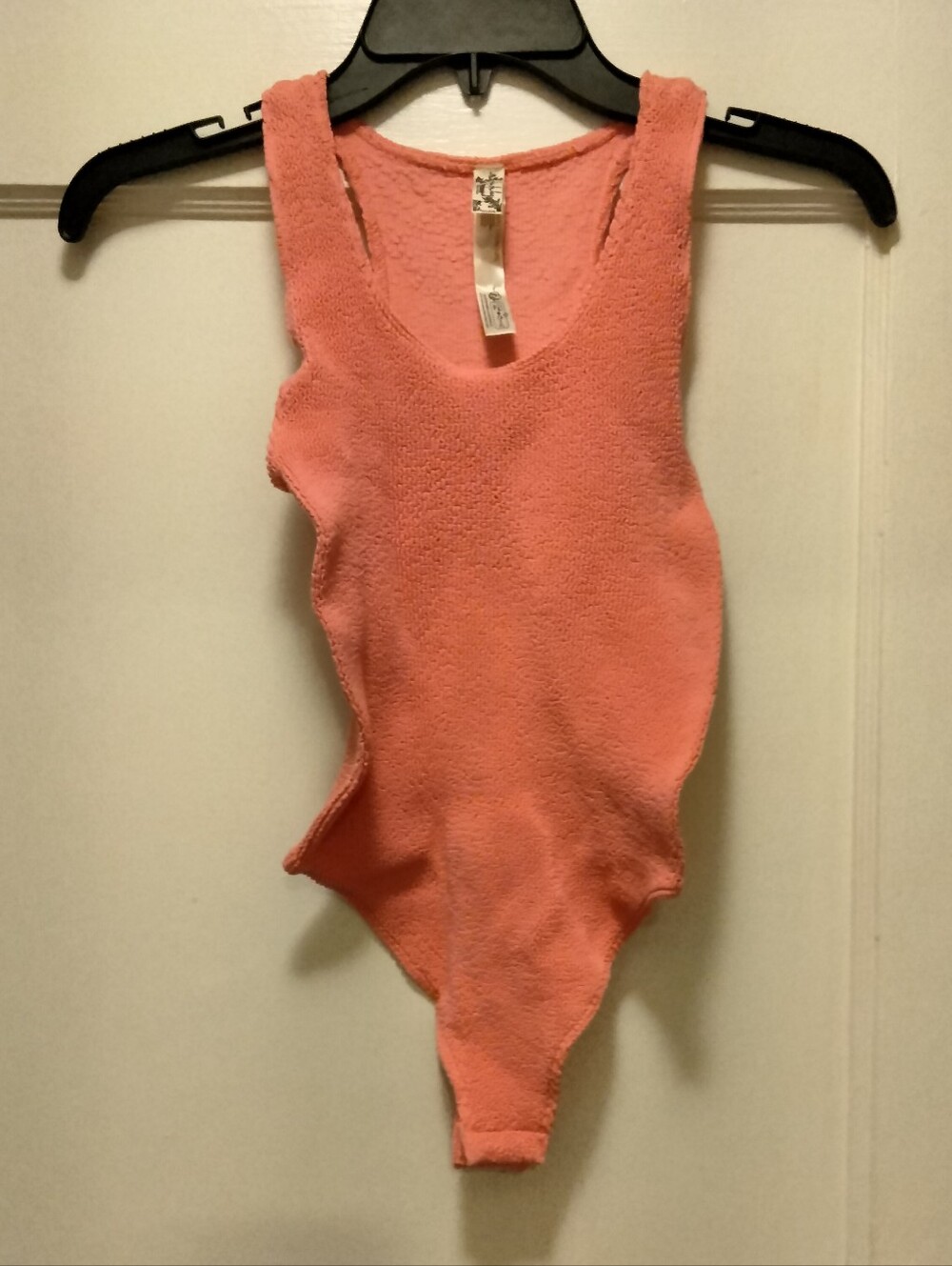 Intimately Free People Pinkblush Coral Textured Tank Bodysuit